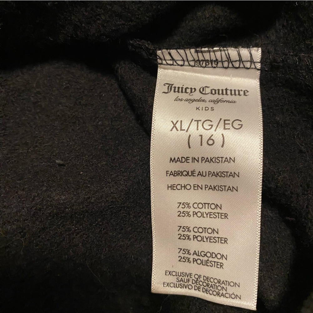 Juicy Couture Kids hoodie size youth XL/16 black long sleeve logo - Picture 7 of 12